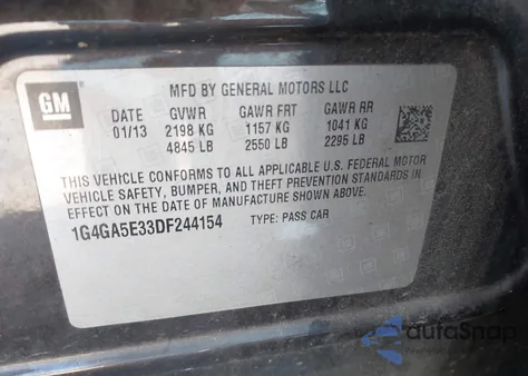 2013 Buick Lacrosse z USA, uszkodzony, nr VIN 1G4GA5E33DF244154